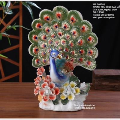 tượng sứ, tượng các con vật, tượng vẹt, tượng cá, tượng chim công, tượng trang trí nhà